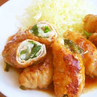 白菜・ほうれん草の肉巻き照り焼き♪